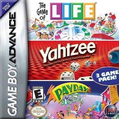 The coverart image of 3 in 1 - Life, Yahtzee, Payday 