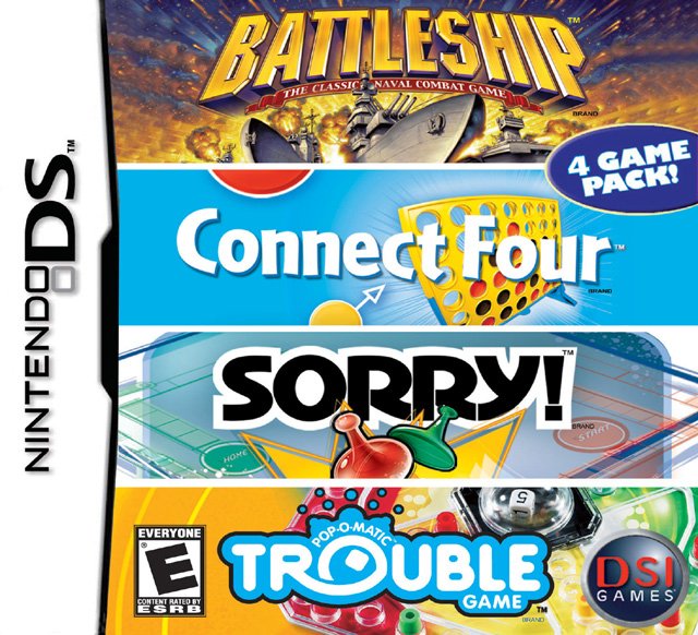 The coverart image of Battleship - Connect Four - Sorry! - Trouble Game